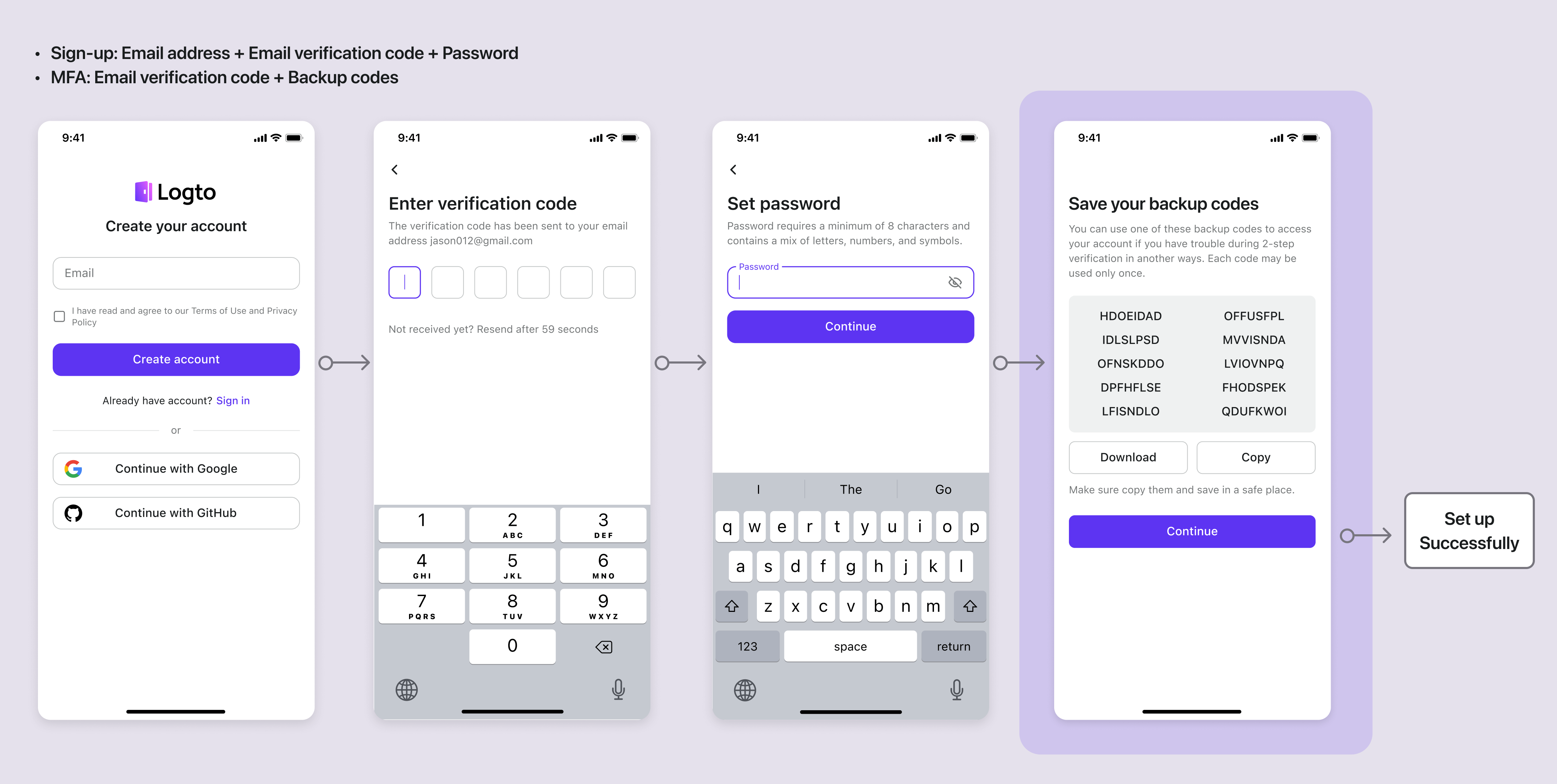 Flux de configuration e-mail MFA 2